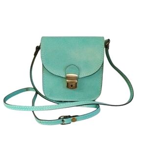 Florence Italian Leather Crossbody Bag Teal Structured Purse